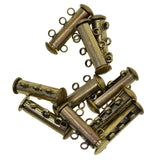 Maxbell 10Pcs Multi 3 Strand Slide Lock Magnetic Tube Brass Clasps DIY Making Bronze