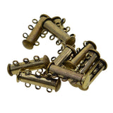 Maxbell 10Pcs Multi 3 Strand Slide Lock Magnetic Tube Brass Clasps DIY Making Bronze