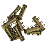 Maxbell 10Pcs Multi 3 Strand Slide Lock Magnetic Tube Brass Clasps DIY Making Bronze