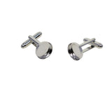 Maxbell 20Pcs Blank 12mm Round Bezel Glue Base Cup Cuff Links DIY Cufflink White K