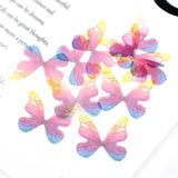 Maxbell 10Pcs Chiffon Butterfly Flatback Charms Embellishments DIY Hair Colored