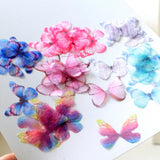 Maxbell 10Pcs Chiffon Butterfly Flatback Charms Embellishments DIY Hair Colored