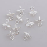 Maxbell 10 Pieces Pearl Screw Eye Pin Bail Peg Pendants Jewelry Making Findings 5mm