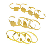 Maxbell 4Pcs Solid Brass Blank Bezel Adjustable Bangle Bracelet Cuff Jewelry Square