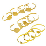 Maxbell 4Pcs Solid Brass Blank Bezel Adjustable Bangle Bracelet Cuff Jewelry Square