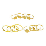 Maxbell 4Pcs Solid Brass Blank Bezel Adjustable Bangle Bracelet Cuff Jewelry Square