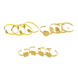 Maxbell 4Pcs Solid Brass Blank Bezel Adjustable Bangle Bracelet Cuff Jewelry Square