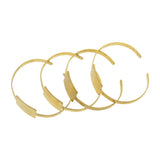 Maxbell 4Pcs Solid Brass Blank Bezel Adjustable Bangle Bracelet Cuff Jewelry Square