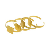 Maxbell 4Pcs Solid Brass Blank Bezel Adjustable Bangle Bracelet Cuff Jewelry Square