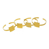 Maxbell 4Pcs Solid Brass Blank Bezel Adjustable Bangle Bracelet Cuff Jewelry Square