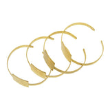 Maxbell 4Pcs Solid Brass Blank Bezel Adjustable Bangle Bracelet Cuff Jewelry Square