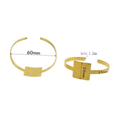 Maxbell 4Pcs Solid Brass Blank Bezel Adjustable Bangle Bracelet Cuff Jewelry Square