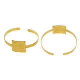 Maxbell 4Pcs Solid Brass Blank Bezel Adjustable Bangle Bracelet Cuff Jewelry Square