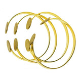 Maxbell 4Pcs Solid Brass Blank Bezel Adjustable Bangle Bracelet Cuff Jewelry Round 2