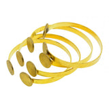 Maxbell 4Pcs Solid Brass Blank Bezel Adjustable Bangle Bracelet Cuff Jewelry Round 2