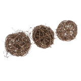 Maxbell 3pcs 10cm Natural Handmade Rattan Vine Ball DIY Ornaments Crafts