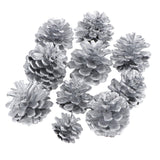 Max 10x Pine Cone Pineal Nuts Party Decor Adornments Vase Bowl Fillers Silver