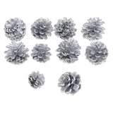 Max 10x Pine Cone Pineal Nuts Party Decor Adornments Vase Bowl Fillers Silver