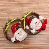 Maxbell 1 set christmas rattan wreath hanging ornaments door wall decoration Santa