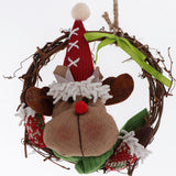 Maxbell 1 set christmas rattan wreath hanging ornaments door wall decoration Elk