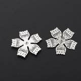 Max 50Pcs Alloy Hollow Flowers Bead Caps for Antique Hair Accessories Silver