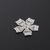Max 50Pcs Alloy Hollow Flowers Bead Caps for Antique Hair Accessories Silver