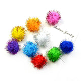 Maxbell 50Pieces 3cm Multicolor Sparkle Balls Pom Poms Ball Xmas Art Craft Glitter