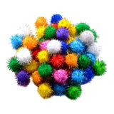 Maxbell 50Pieces 3cm Multicolor Sparkle Balls Pom Poms Ball Xmas Art Craft Glitter