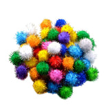 Maxbell 50Pieces 3cm Multicolor Sparkle Balls Pom Poms Ball Xmas Art Craft Glitter