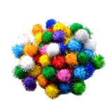 Maxbell 50Pieces 3cm Multicolor Sparkle Balls Pom Poms Ball Xmas Art Craft Glitter