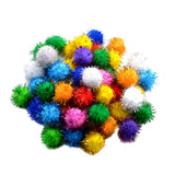 Maxbell 50Pieces 3cm Multicolor Sparkle Balls Pom Poms Ball Xmas Art Craft Glitter