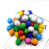 Maxbell 50Pieces 3cm Multicolor Sparkle Balls Pom Poms Ball Xmas Art Craft Glitter
