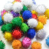 Maxbell 50Pieces 3cm Multicolor Sparkle Balls Pom Poms Ball Xmas Art Craft Glitter