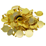 Maxbell 50pcs DIY  Brooch Lapel 25mm Safety Pin 20mm round blank pad base Golden