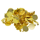 Maxbell 50pcs DIY  Brooch Lapel 25mm Safety Pin 20mm round blank pad base Golden