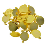 Maxbell 50pcs DIY  Brooch Lapel 25mm Safety Pin 20mm round blank pad base Golden