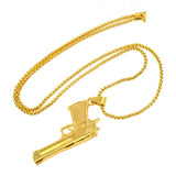 Maxbell Trendy Gun Pendants Long Chain Necklace Punk Fashion Jewelry Hip Hop Gifts