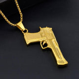 Maxbell Trendy Gun Pendants Long Chain Necklace Punk Fashion Jewelry Hip Hop Gifts