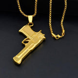 Maxbell Trendy Gun Pendants Long Chain Necklace Punk Fashion Jewelry Hip Hop Gifts