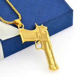 Maxbell Trendy Gun Pendants Long Chain Necklace Punk Fashion Jewelry Hip Hop Gifts