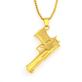 Maxbell Trendy Gun Pendants Long Chain Necklace Punk Fashion Jewelry Hip Hop Gifts