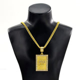 Maxbell Hip Hop Score 100 Rectangle Charm Pendant Long Chain Necklace Jewelry Men