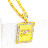 Maxbell Hip Hop Score 100 Rectangle Charm Pendant Long Chain Necklace Jewelry Men