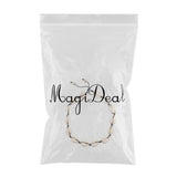 Maxbell Women Natural Shell Pearl Necklace w/ Wax String Braided Line Jewelry Black