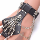 Maxbell Punk Rock PU Lerather Bracelets Skull Skeleton Steampunk Biker Jewelry