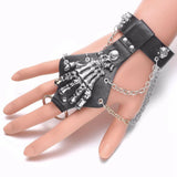 Maxbell Punk Rock PU Lerather Bracelets Skull Skeleton Steampunk Biker Jewelry