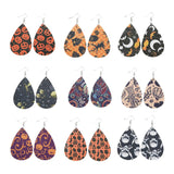 Max Halloween PU Leather Water Drop Teardrop Dangle Drop Earrings Jewelry A