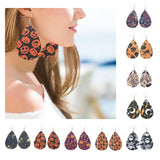 Max Halloween PU Leather Water Drop Teardrop Dangle Drop Earrings Jewelry A