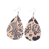 Max Halloween PU Leather Water Drop Teardrop Dangle Drop Earrings Jewelry C