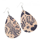 Max Halloween PU Leather Water Drop Teardrop Dangle Drop Earrings Jewelry C